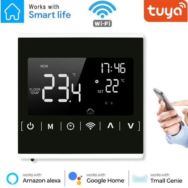 smart home control tuya wifi thermostat lcd touch screen water/electric floor heating water/gas boiler temperature controller ac85-240v
smart home control tuya wifi thermostat lcd touch screen water/electric floor heating water/gas boiler temperature controller ac85-240v
