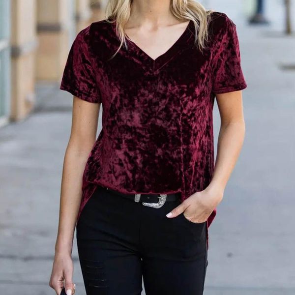 women's blouses & shirts gold velvet blouse short sleeve v-neck casual 2021 summer fashion comfortable wild lady, White
women's blouses & shirts gold velvet blouse short sleeve v-neck casual 2021 summer fashion comfortable wild lady, White