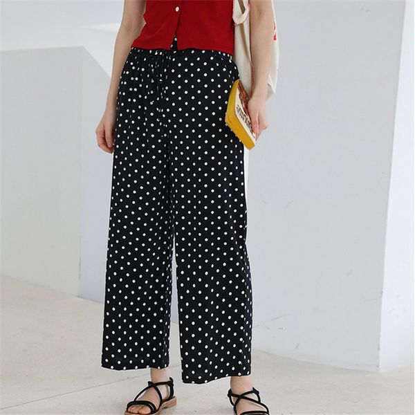 women female polka dots straight chiffon thin summer high waist chic loose casual wild soft stylish wide leg pants 210421, Black;white
women female polka dots straight chiffon thin summer high waist chic loose casual wild soft stylish wide leg pants 210421, Black;white