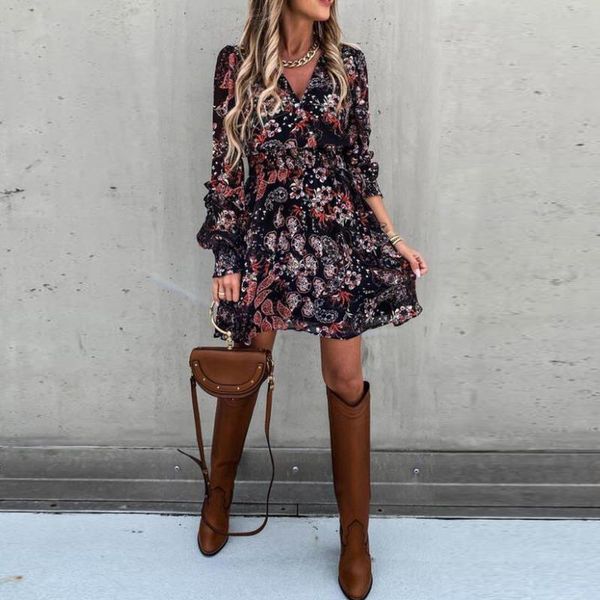 casual dresses women flower print v neck dress elastic autumn a line long sleeve offic vintage elegant short ladies party vestidos 2021, Black;gray
casual dresses women flower print v neck dress elastic autumn a line long sleeve offic vintage elegant short ladies party vestidos 2021, Black;gray