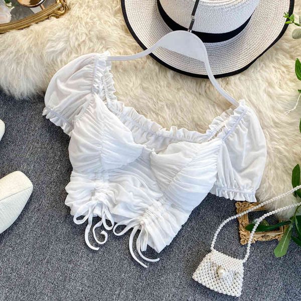 women's blouses & shirts ins short sleeve pull rope ruffle high waist crop women solid color white black and blouse k604
women's blouses & shirts ins short sleeve pull rope ruffle high waist crop women solid color white black and blouse k604