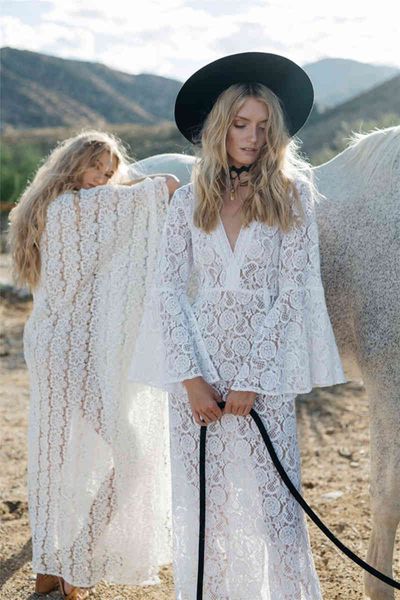 casual dresses bohemian summer long flare sleeve lace transparent sheer maxi es women holiday side split pareos l025, Black;gray
casual dresses bohemian summer long flare sleeve lace transparent sheer maxi es women holiday side split pareos l025, Black;gray