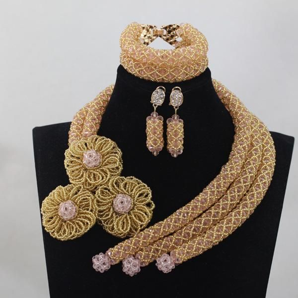 earrings & necklace romantic champagne gold african women bride jewelry set baby pink beaded flower chunky statement qw529, Silver
earrings & necklace romantic champagne gold african women bride jewelry set baby pink beaded flower chunky statement qw529, Silver