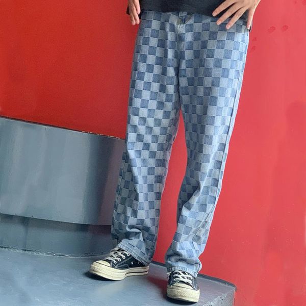 men's pants autumn teenagers logo leisure cowboy cotton washed loose straight canister men do old grid, Black
men's pants autumn teenagers logo leisure cowboy cotton washed loose straight canister men do old grid, Black