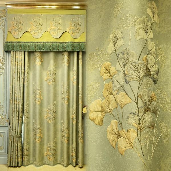 european high grade curtain gingko leaf precision jacquard green living room bedroom & drapes
european high grade curtain gingko leaf precision jacquard green living room bedroom & drapes