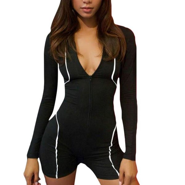 women fashion v neck long sleeve luminous jumpsuit solid color casual playsuit sport women's jumpsuits & rompers, Black;white
women fashion v neck long sleeve luminous jumpsuit solid color casual playsuit sport women's jumpsuits & rompers, Black;white