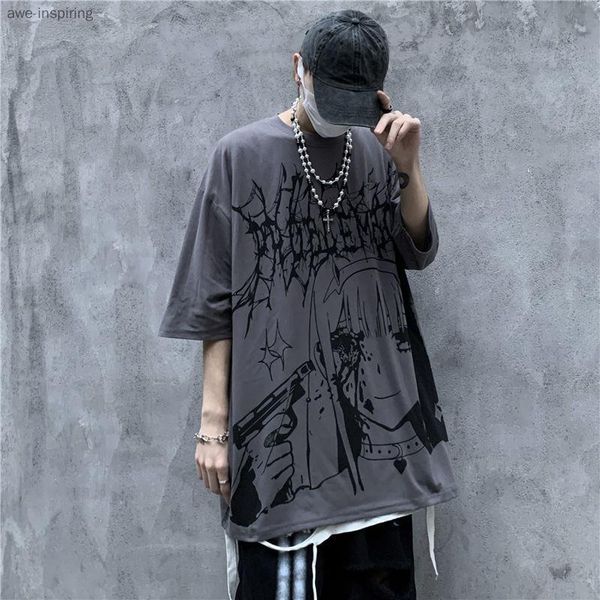 men's t-shirts ins tide brand dark anime printing short-sleeved t-shirt summer plus size five-point sleeve men and women fashion, White;black
men's t-shirts ins tide brand dark anime printing short-sleeved t-shirt summer plus size five-point sleeve men and women fashion, White;black