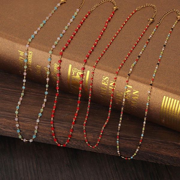 chains vintage handmade colorful beads chain necklaces for women stainless steel link clavicle choker bohemian jewelry gift, Silver
chains vintage handmade colorful beads chain necklaces for women stainless steel link clavicle choker bohemian jewelry gift, Silver