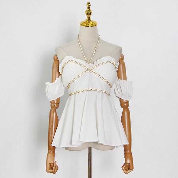 women's blouses & shirts seebeautiful personalized stitcing chain exposed shoulder shirt slash neck short sleeve women summer 2021 fash, White
women's blouses & shirts seebeautiful personalized stitcing chain exposed shoulder shirt slash neck short sleeve women summer 2021 fash, White