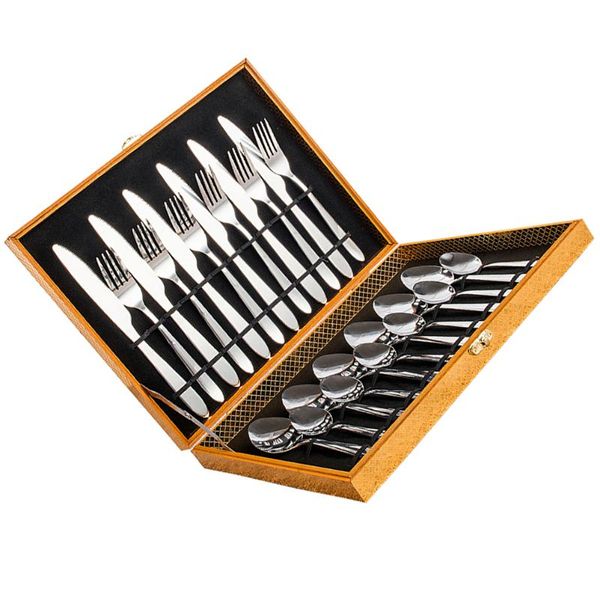 dinnerware sets 24set/pcs stainless steel steak coffee cutlery accessories supplies artificial leather golden wooden packing(without
dinnerware sets 24set/pcs stainless steel steak coffee cutlery accessories supplies artificial leather golden wooden packing(without