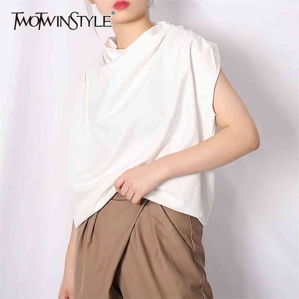 twowinsyle elegant white shirt for women urtleneck sleeveless casual minimalist shirts female fashion clothing summer 210524
twowinsyle elegant white shirt for women urtleneck sleeveless casual minimalist shirts female fashion clothing summer 210524