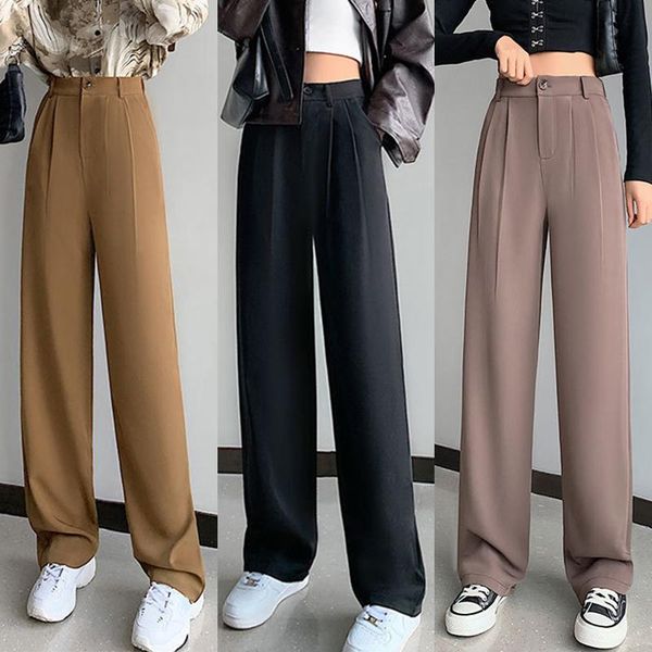 women's pants & capris female simple loose suit chic thin long trousers solid color casual floor-length women high waist wide leg, Black;white
women's pants & capris female simple loose suit chic thin long trousers solid color casual floor-length women high waist wide leg, Black;white