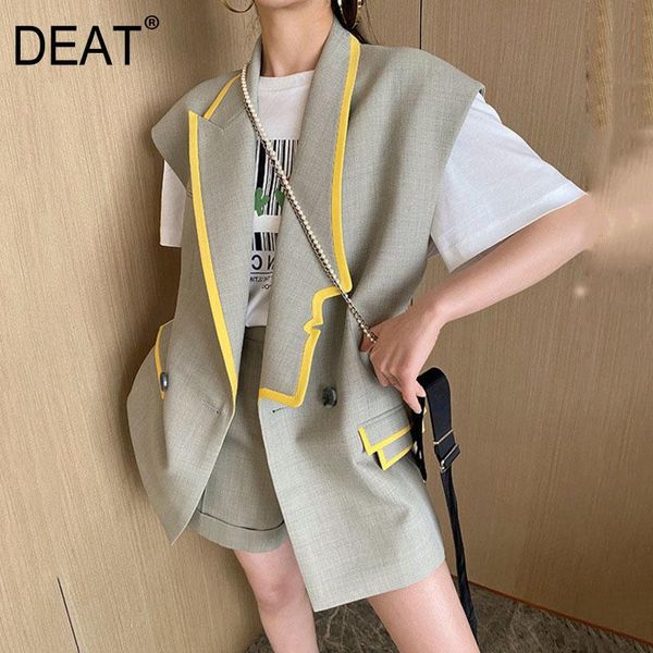 women's tracksuits deat two-piece shorts and 2021 turn-down collar sleeveless blue patchwork pockets women slim fashion tide summer 7e, Gray
women's tracksuits deat two-piece shorts and 2021 turn-down collar sleeveless blue patchwork pockets women slim fashion tide summer 7e, Gray