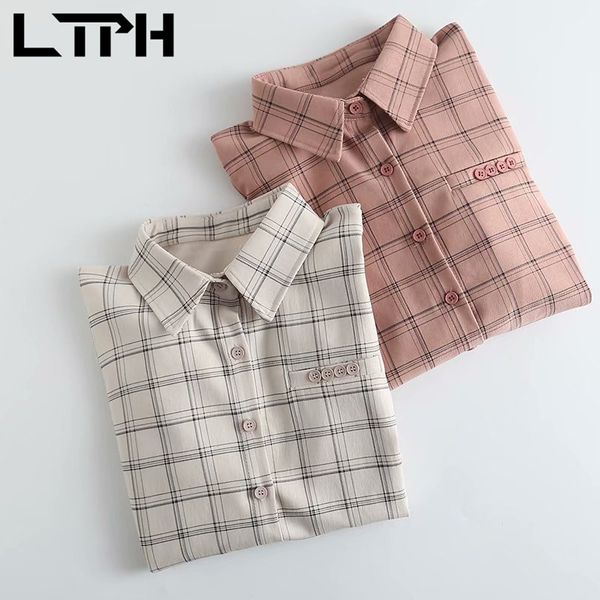 vintage straight checkered shirt long sleeve women and blouses single breasted casual plaid blouse spring 210427, White
vintage straight checkered shirt long sleeve women and blouses single breasted casual plaid blouse spring 210427, White