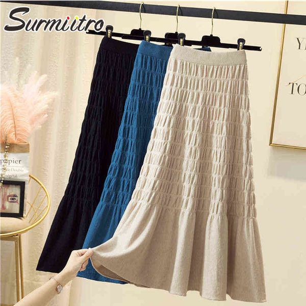 surmiitro autumn winter fashion midi long pleated skirt women korean style knitted high waist mid-length skirt female 211120, Black
surmiitro autumn winter fashion midi long pleated skirt women korean style knitted high waist mid-length skirt female 211120, Black
