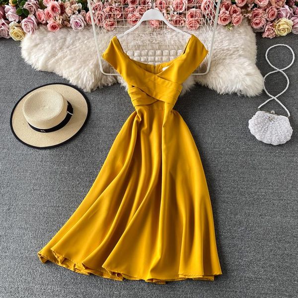 casual dresses 2021 summer temperament fashion vestidos female v-neck slim strapless midi dress c833, Black;gray
casual dresses 2021 summer temperament fashion vestidos female v-neck slim strapless midi dress c833, Black;gray
