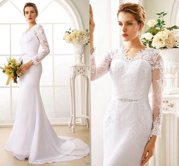 2022 bridal gown trumpet wedding dress v neck court train chiffon floral lace long sleeve see-through backless illusion vestido de noiva rob, White
2022 bridal gown trumpet wedding dress v neck court train chiffon floral lace long sleeve see-through backless illusion vestido de noiva rob, White