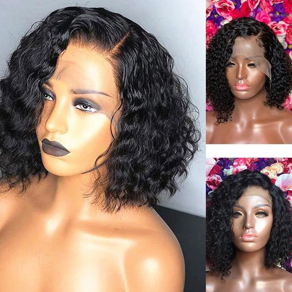 short deep curly human hair wig for black women bleached knots pre plucked wigs bob lace front wig1, Black;brown
short deep curly human hair wig for black women bleached knots pre plucked wigs bob lace front wig1, Black;brown