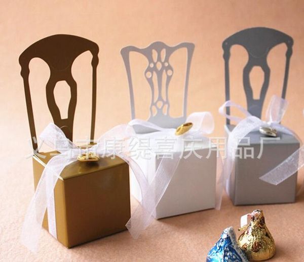 gift wrap 100pcs/lot wedding white chair candy box favors wholesale