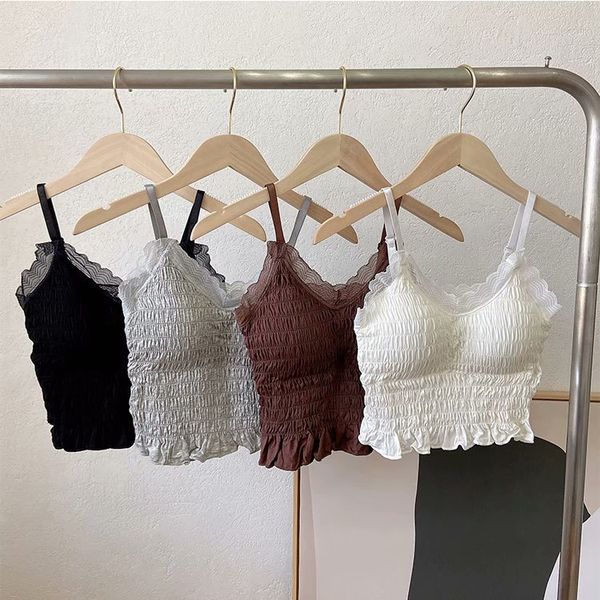 lace edge camisole womens summer outer wear chest pad design sense inner wear base french beauty back top, Black;white
lace edge camisole womens summer outer wear chest pad design sense inner wear base french beauty back top, Black;white