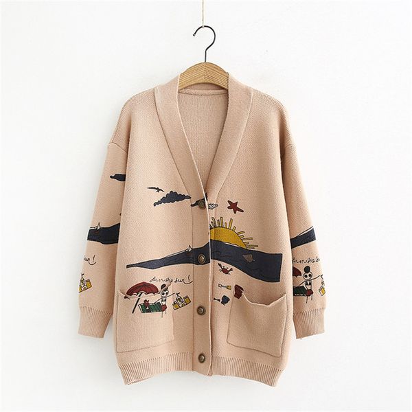 cardigan sweater womens autumn and winter new loose cute print joker long sleeve womens knitted jacket sweaters oversize 2021, White;black
cardigan sweater womens autumn and winter new loose cute print joker long sleeve womens knitted jacket sweaters oversize 2021, White;black