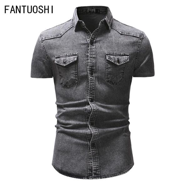 summer denim shirt men short sleeve slim casual cotton retro fashion solid color single-breasted plus size 3xl men's shirts, White;black
summer denim shirt men short sleeve slim casual cotton retro fashion solid color single-breasted plus size 3xl men's shirts, White;black