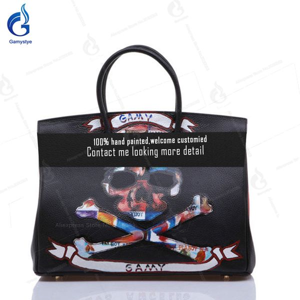 art make hand draw punk rock roll skull lips skull custom h bags cowhide handbags hand painted gifts genuine leather bags
art make hand draw punk rock roll skull lips skull custom h bags cowhide handbags hand painted gifts genuine leather bags