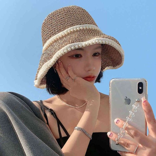 sun hat women's net red fashion pearl woven straw hat summer sun shading beach fisherman's beach, Blue;gray
sun hat women's net red fashion pearl woven straw hat summer sun shading beach fisherman's beach, Blue;gray