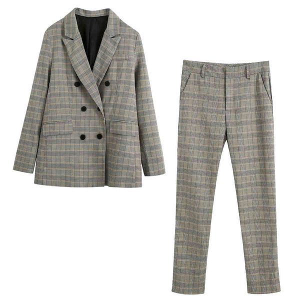 women two piece set double-breasted check blazer & trousers high-waist ensemble blazer veste et pantalon femme 210420, White;black
women two piece set double-breasted check blazer & trousers high-waist ensemble blazer veste et pantalon femme 210420, White;black