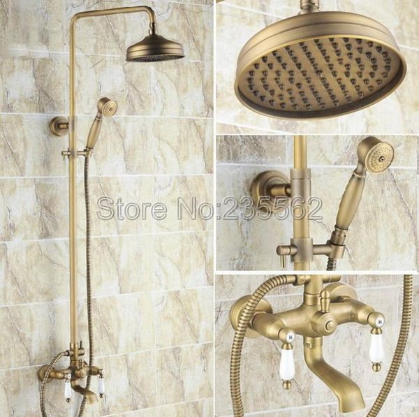 wall mounted antique brass bathroom 8 inch rain shower head system set w/ hand tub spout faucet lrs146 sets
wall mounted antique brass bathroom 8 inch rain shower head system set w/ hand tub spout faucet lrs146 sets