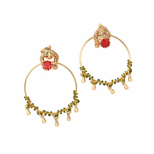 european and american style personality fashion trend little cheetah series jewelry enamel s925 white stud earrings, Golden 
european and american style personality fashion trend little cheetah series jewelry enamel s925 white stud earrings, Golden