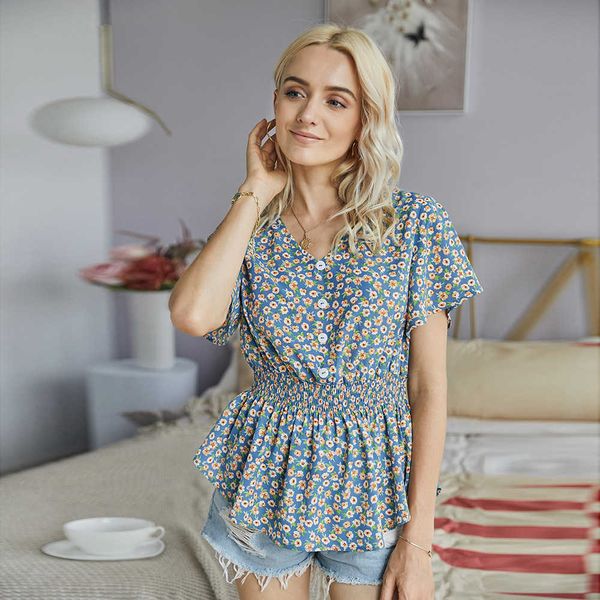 2021 fashion t shirts design able women's wear summer slim floral mini fresh top, White
2021 fashion t shirts design able women's wear summer slim floral mini fresh top, White