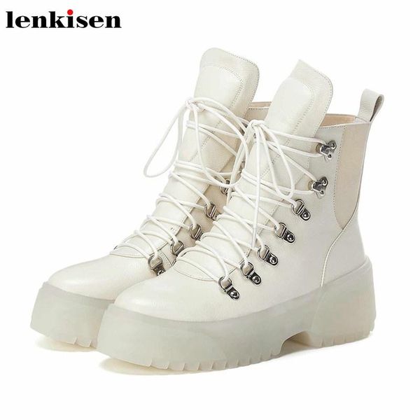 boots lenkisen fashion luminous thick bottom cow leather lace up rivets round toe high heels winter warm young lady ankle l08, Black
boots lenkisen fashion luminous thick bottom cow leather lace up rivets round toe high heels winter warm young lady ankle l08, Black