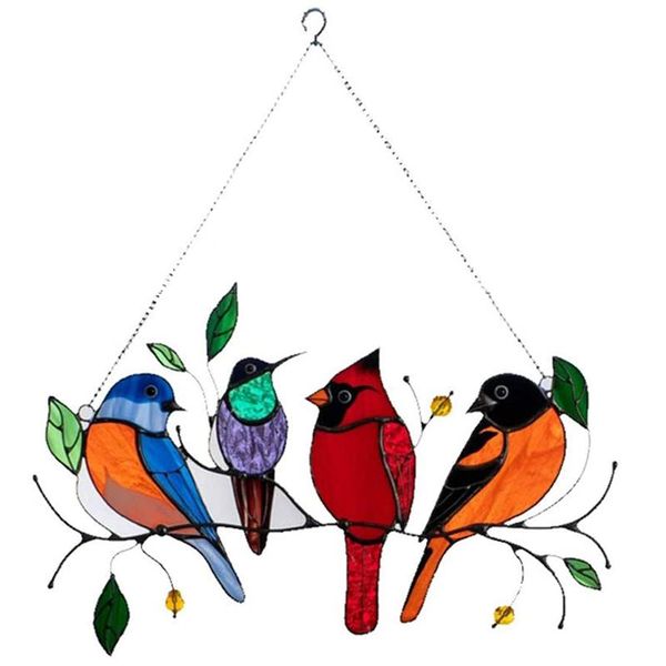 multiple birds on a wire high stained glass window hanging ornaments, bird series sculptures pendant home decoration novelty items
multiple birds on a wire high stained glass window hanging ornaments, bird series sculptures pendant home decoration novelty items