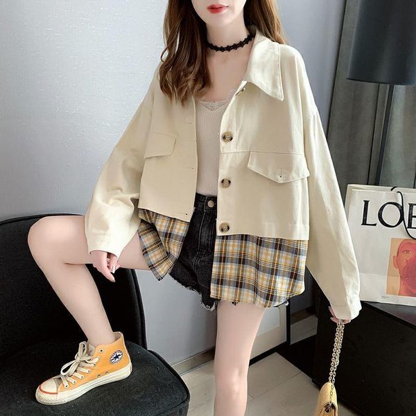 chic patchwork plaid fake two jacket women spring oversized casual lapel buttons ulzzang coat street fashion loose outerwear women's ja, Black;brown
chic patchwork plaid fake two jacket women spring oversized casual lapel buttons ulzzang coat street fashion loose outerwear women's ja, Black;brown
