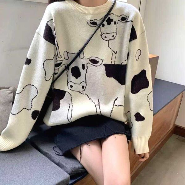 women's sweaters missnight cow print sweater o neck knitted woman long sleeve kawaii gray white for women fashion korean style, White;black
women's sweaters missnight cow print sweater o neck knitted woman long sleeve kawaii gray white for women fashion korean style, White;black