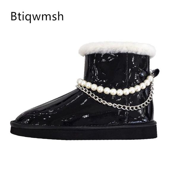 boots silver real leather snow women round toe pearl chain decor wool fur flat shoes woman fashion warm ankle winter, Black
boots silver real leather snow women round toe pearl chain decor wool fur flat shoes woman fashion warm ankle winter, Black