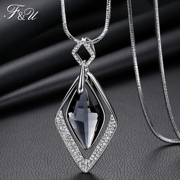 pendant necklaces f&u colar crystal rhombus long necklace female winter sweater chain all-match accessories for women, Silver
pendant necklaces f&u colar crystal rhombus long necklace female winter sweater chain all-match accessories for women, Silver