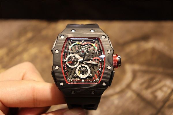 men's watch automatic chain mechanism movement carbon fiber shell 43 * 50mm tape with folding,, Slivery;brown
men's watch automatic chain mechanism movement carbon fiber shell 43 * 50mm tape with folding,, Slivery;brown
