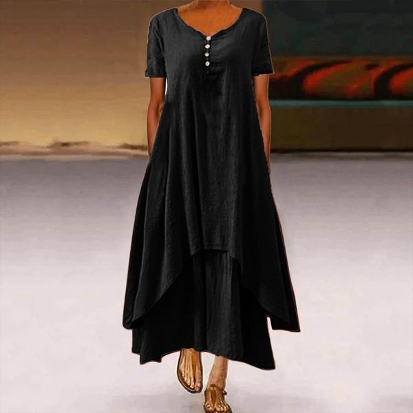 summer women maxi dress fashion casual solid color female v-neck short sleeve irregular loose long dress#35 dresses, Black;gray
summer women maxi dress fashion casual solid color female v-neck short sleeve irregular loose long dress#35 dresses, Black;gray