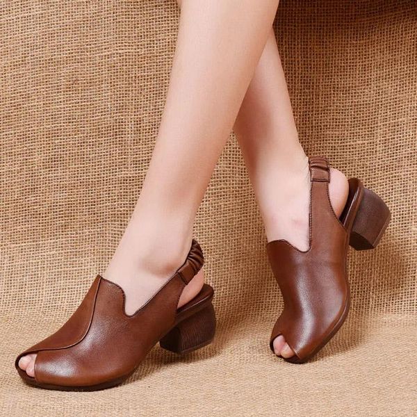leather roman sandals women's thick heel summer mid-heel retro ethnic style layer soft sole fish mouth shoes, Black
leather roman sandals women's thick heel summer mid-heel retro ethnic style layer soft sole fish mouth shoes, Black