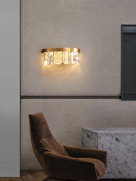 wall lamp all copper crystal light luxury bedroom bedside post modern living room background aisle corridor
wall lamp all copper crystal light luxury bedroom bedside post modern living room background aisle corridor