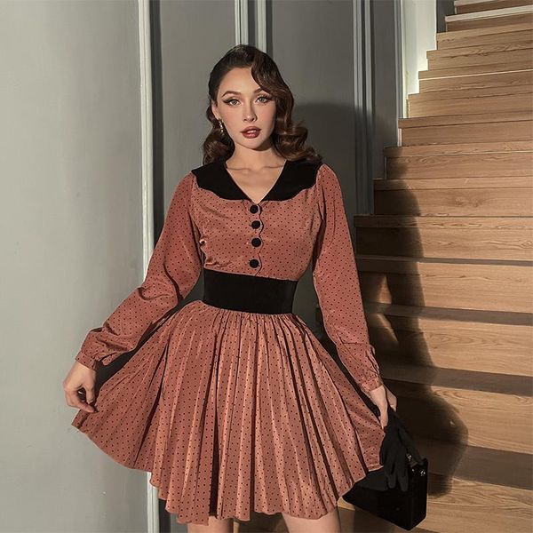 casual dresses le palais vintage 2021 original fashionable v neck long sleeve preppy style polka-dot collect waist pleated dress, Black;gray
casual dresses le palais vintage 2021 original fashionable v neck long sleeve preppy style polka-dot collect waist pleated dress, Black;gray