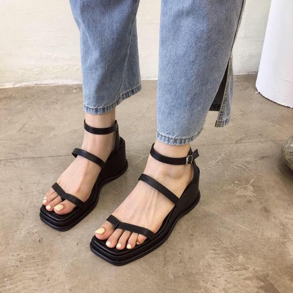 sandals 2021 summer fashion muffin slope heel button square head versatile high lazy women's size 41, Black
sandals 2021 summer fashion muffin slope heel button square head versatile high lazy women's size 41, Black