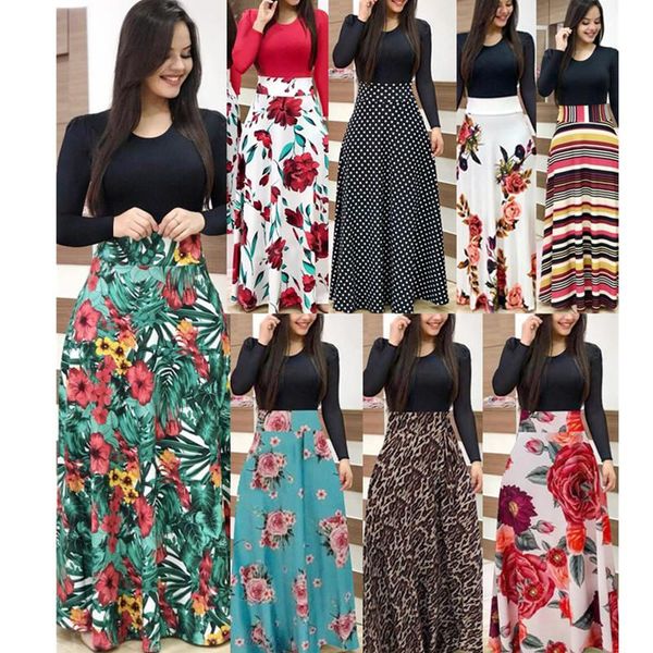 spring autumn for womens dress 2021 casual long sleeve o-neck tunic patchwork dresses elegant fashion floral print maxi vestidos, Black;gray
spring autumn for womens dress 2021 casual long sleeve o-neck tunic patchwork dresses elegant fashion floral print maxi vestidos, Black;gray