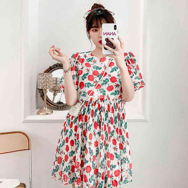 summer loose mini dresses sweet chiffon pleated rose flower printed short puff sleeve beach dress plus size holiday clothes 210416, Black;gray
summer loose mini dresses sweet chiffon pleated rose flower printed short puff sleeve beach dress plus size holiday clothes 210416, Black;gray
