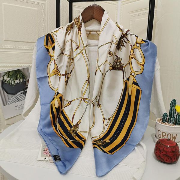 scarves designer brand chain stripe pattern women scarf fashion print silk square small handkerchief 90*90cm hair scarfs, Blue;gray
scarves designer brand chain stripe pattern women scarf fashion print silk square small handkerchief 90*90cm hair scarfs, Blue;gray