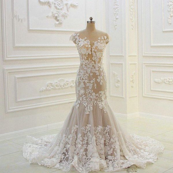 elegant mermaid wedding dresses sheer neck lace appliques bridal gowns beach bohemian plus size vestido de novia customise, White
elegant mermaid wedding dresses sheer neck lace appliques bridal gowns beach bohemian plus size vestido de novia customise, White