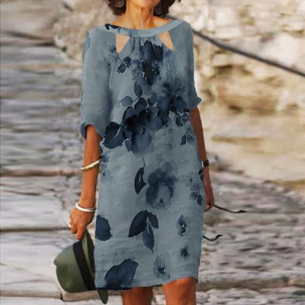 party dresses vintage tie dye floral print women's summer fashion shift dress short sleeve casual mid vestidos, White;black
party dresses vintage tie dye floral print women's summer fashion shift dress short sleeve casual mid vestidos, White;black