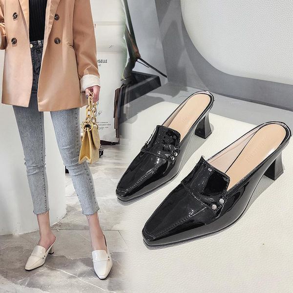 shoes women cover toe female slippers heeled mules luxury slides med square heel soft 2021 high designer block spring rome pu c, Black
shoes women cover toe female slippers heeled mules luxury slides med square heel soft 2021 high designer block spring rome pu c, Black